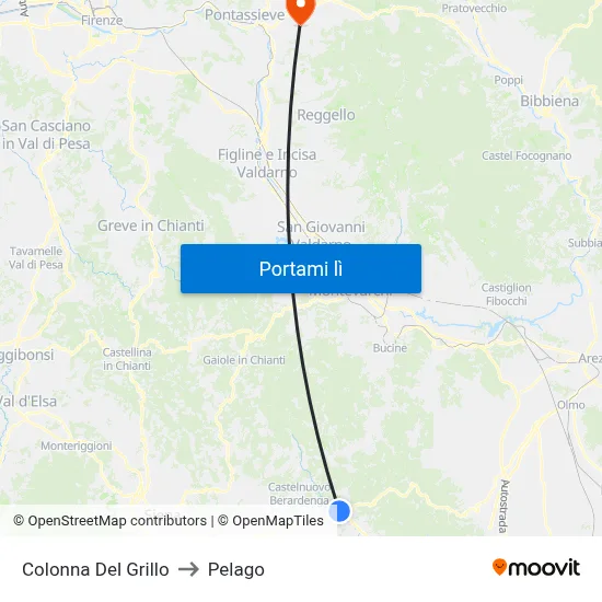 Colonna Del Grillo to Pelago map