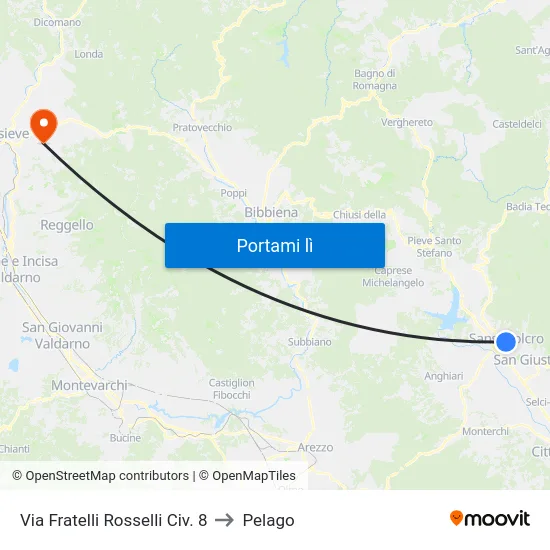 Via Fratelli Rosselli Civ. 8 to Pelago map