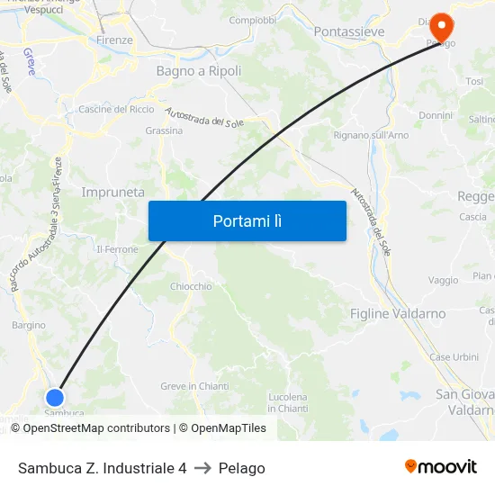 Sambuca  Z. Industriale 4 to Pelago map