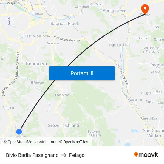 Bivio Badia Passignano to Pelago map