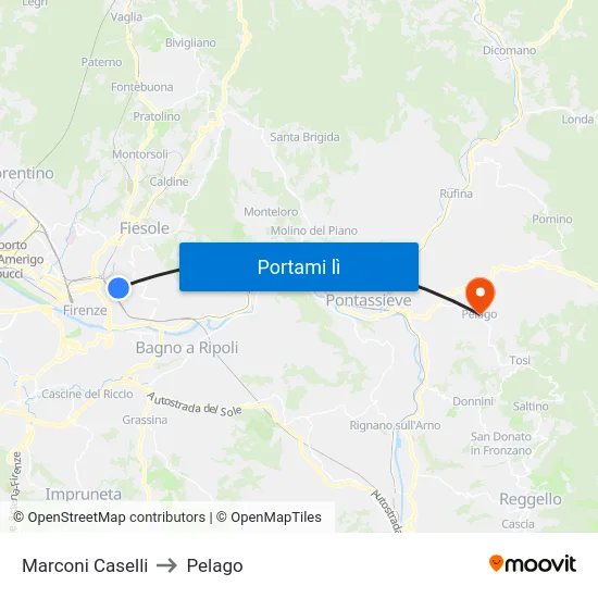 Marconi Caselli to Pelago map