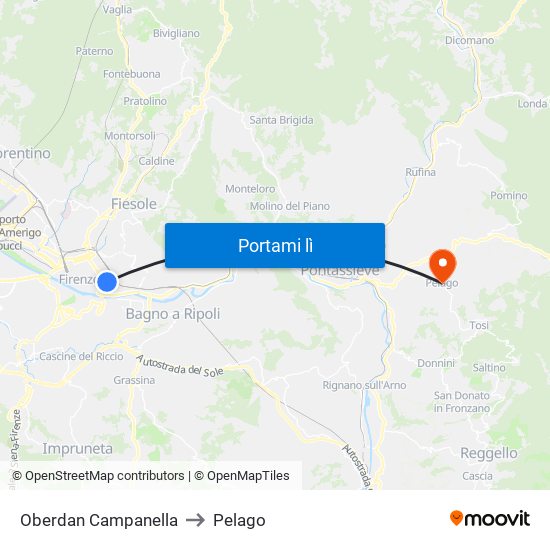Oberdan Campanella to Pelago map