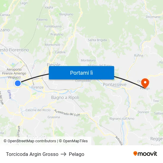 Torcicoda Argin Grosso to Pelago map