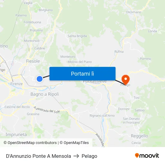 D'Annunzio Ponte A Mensola to Pelago map