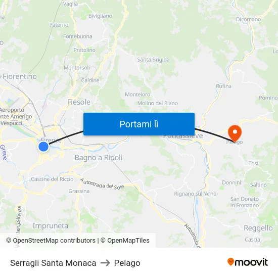 Serragli Santa Monaca to Pelago map