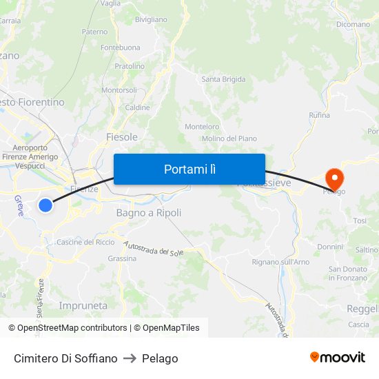 Cimitero Di Soffiano to Pelago map
