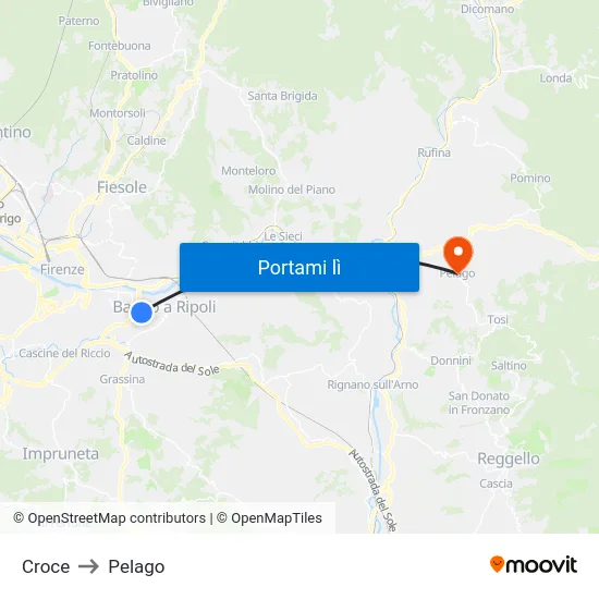 Croce to Pelago map