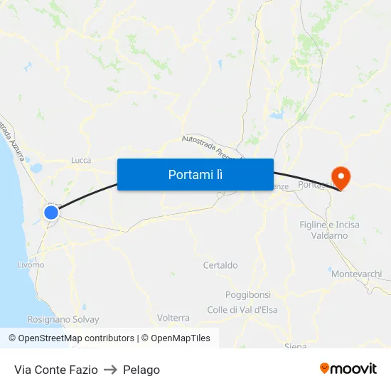 Via Conte Fazio to Pelago map
