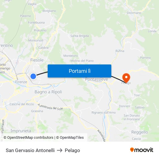 San Gervasio Antonelli to Pelago map