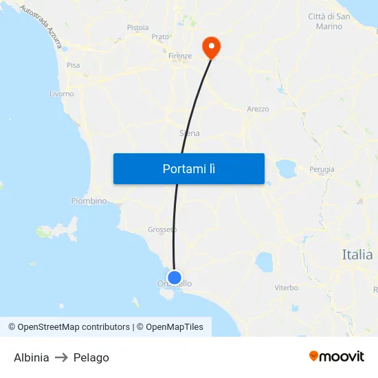 Albinia to Pelago map