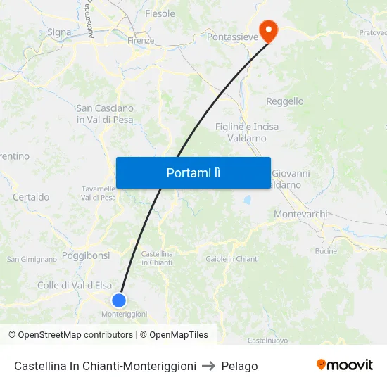 Castellina In Chianti-Monteriggioni to Pelago map