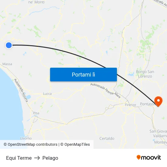 Equi Terme to Pelago map