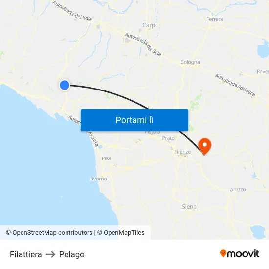 Filattiera to Pelago map