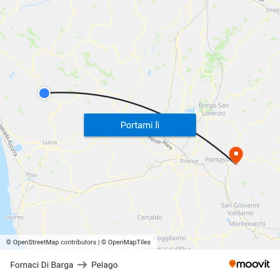 Fornaci Di Barga to Pelago map