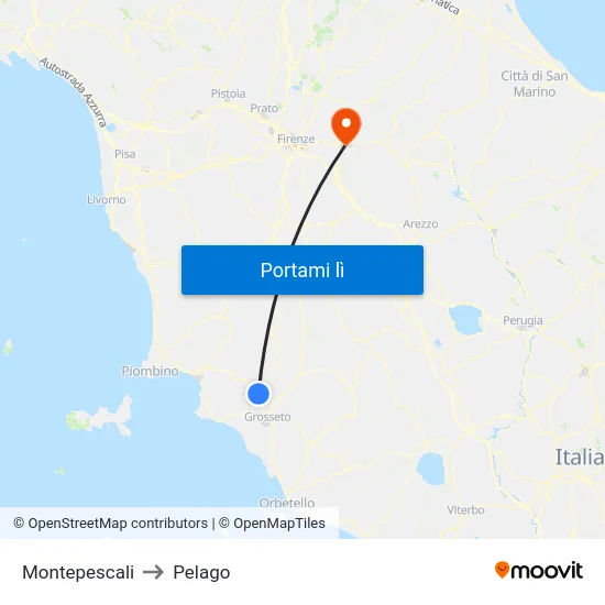 Montepescali to Pelago map