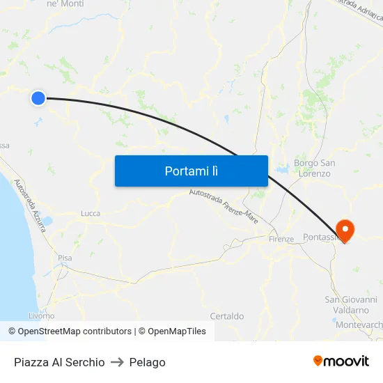 Piazza Al Serchio to Pelago map