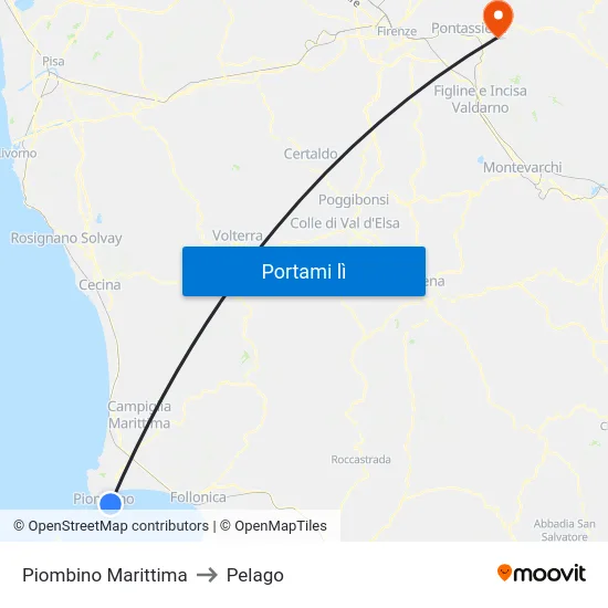 Piombino Marittima to Pelago map
