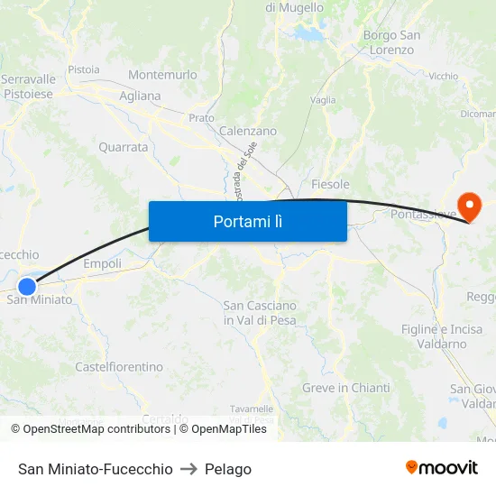 San Miniato-Fucecchio to Pelago map