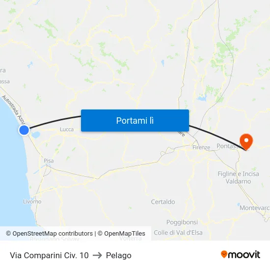 Via Comparini Civ. 10 to Pelago map