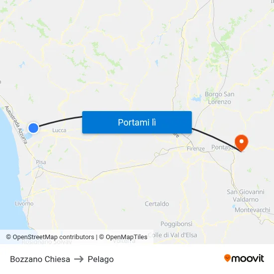 Bozzano Chiesa to Pelago map