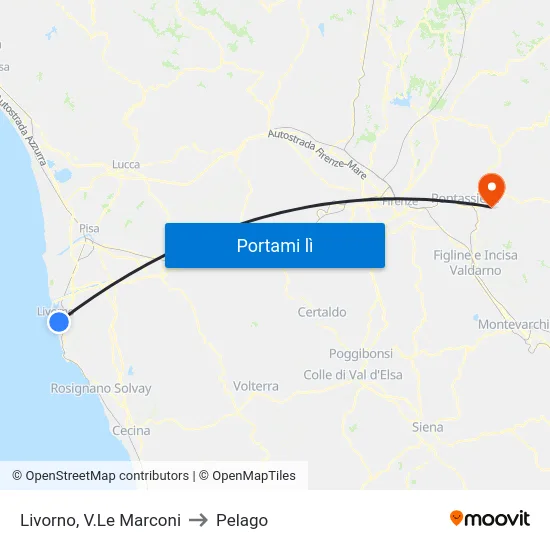Livorno, V.Le Marconi to Pelago map