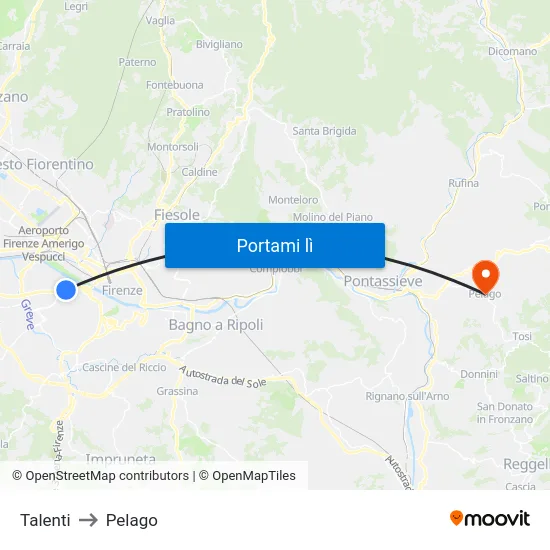Talenti to Pelago map