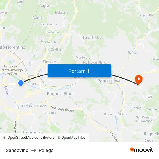 Sansovino to Pelago map