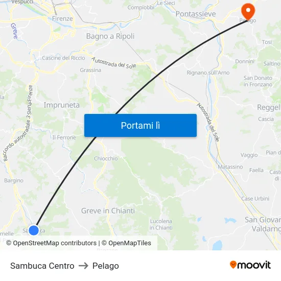Sambuca Centro to Pelago map