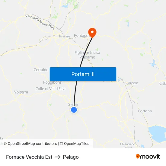Fornace Vecchia Est to Pelago map