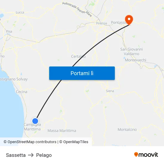 Sassetta to Pelago map
