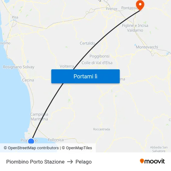 Piombino Porto Stazione to Pelago map