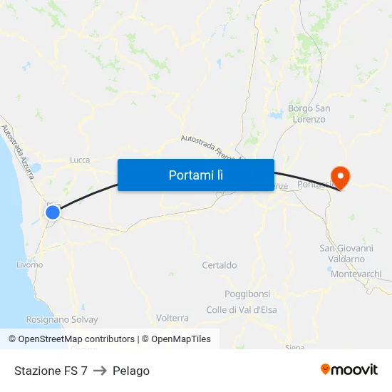 Stazione FS 7 to Pelago map