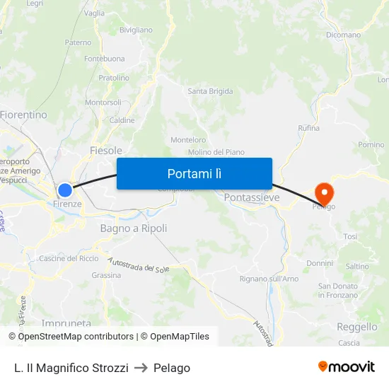 L. Il Magnifico Strozzi to Pelago map