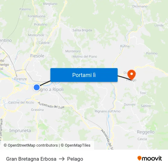 Gran Bretagna Erbosa to Pelago map