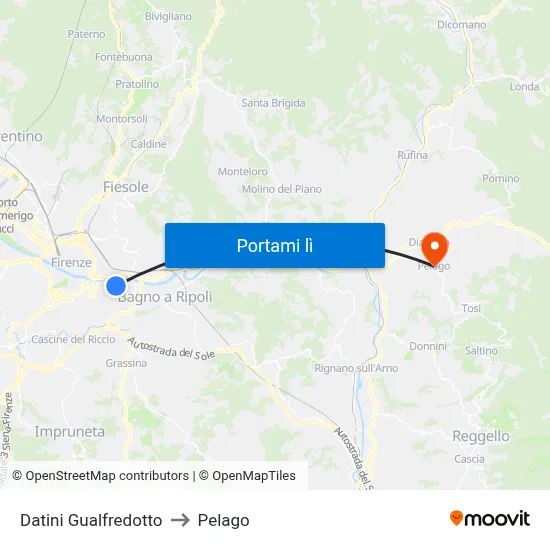 Datini Gualfredotto to Pelago map