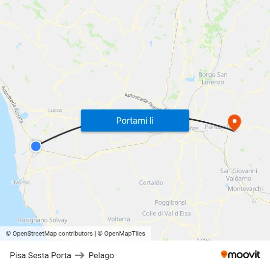 Pisa Sesta Porta to Pelago map