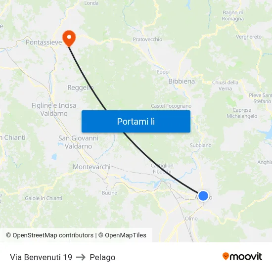 Via Benvenuti 19 to Pelago map