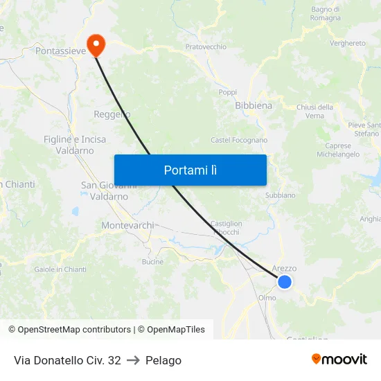 Via Donatello Civ. 32 to Pelago map