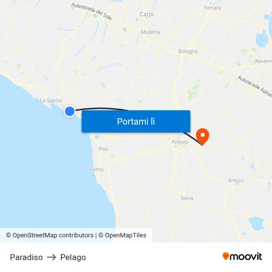 Paradiso to Pelago map
