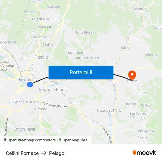 Cellini Fornace to Pelago map