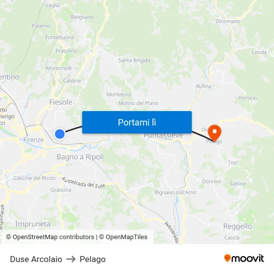 Duse Arcolaio to Pelago map