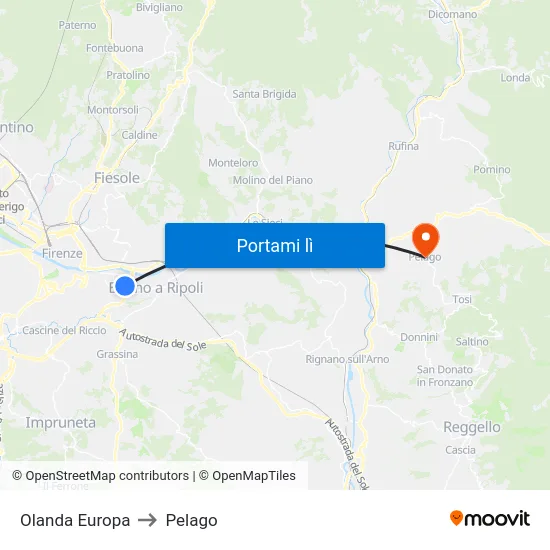 Olanda Europa to Pelago map