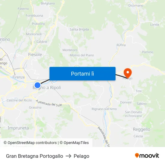 Gran Bretagna Portogallo to Pelago map