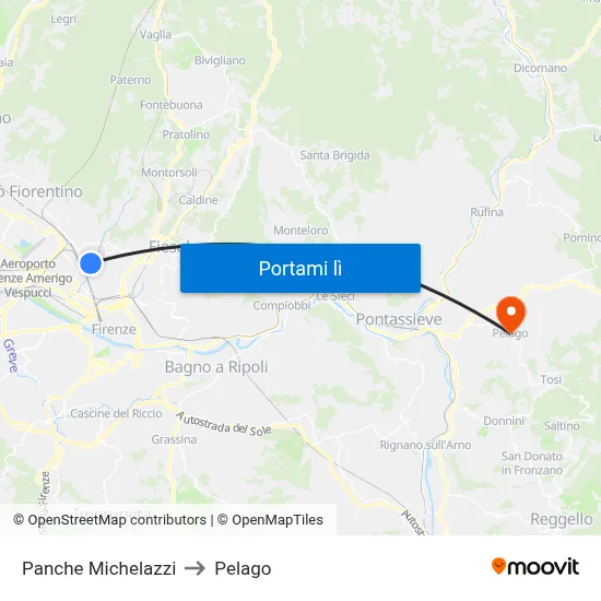 Panche Michelazzi to Pelago map
