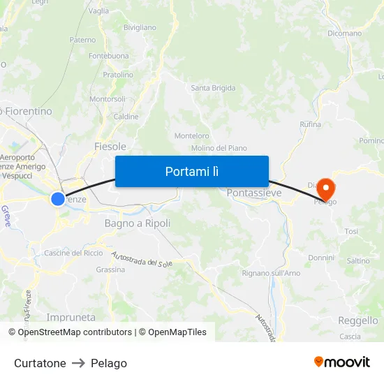 Curtatone to Pelago map
