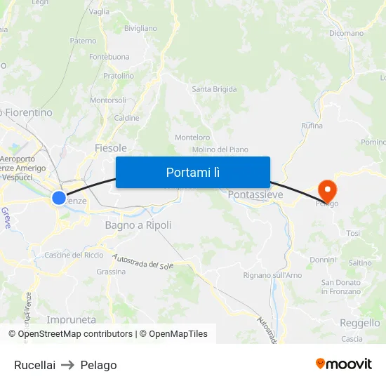 Rucellai to Pelago map
