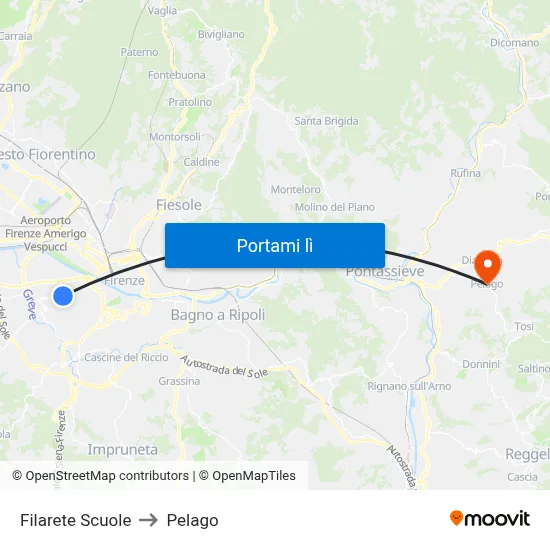 Filarete Scuole to Pelago map