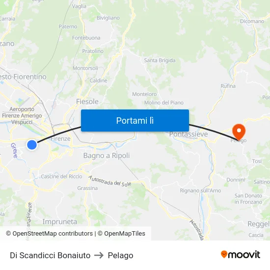 Di Scandicci Bonaiuto to Pelago map