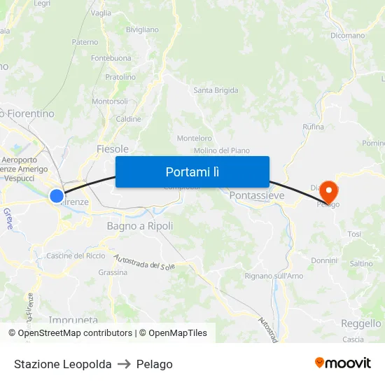 Stazione Leopolda to Pelago map