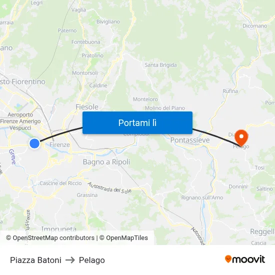 Piazza Batoni to Pelago map